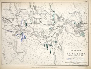 William Blackwood and Sons tarafından yayınlanan Beresina Geçidi Haritası, Edinburgh und London, 1848 (el boyaması gravür)